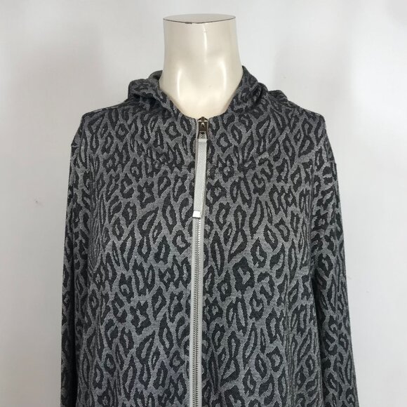 SOFT SURROUNDINGS - WOMEN'S LARGE - GRAY FULL ZIP HOODED ANIMAL PRINT JACKET - Picture 2 of 9